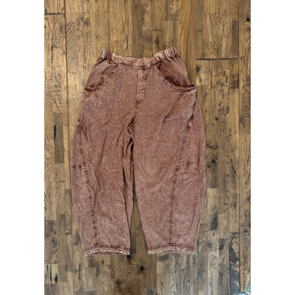 Free People High Road Pull On Linen Blend Barrel Pants Size M